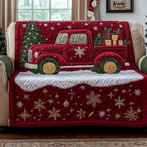 Truck Winter Quilted Sofa Cover Xmas Holiday Sofa Protector Truck Driver Gifts For Dad Trendyhomewear - Pvr