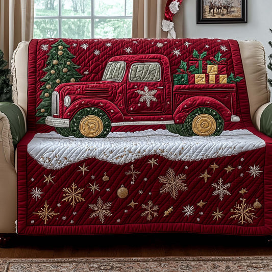 Truck Winter Quilted Sofa Cover Xmas Holiday Sofa Protector Truck Driver Gifts For Dad Trendyhomewear - Pvr