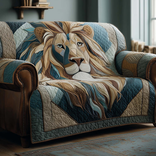 Lion Royal Mane Quilted Sofa Cover Xmas Couch Cushion Cool Lion Gifts For Whom Loves Lion Trendyhomewear - Pvr