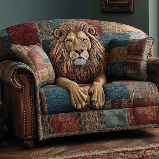 Lion King's Couch Quilted Sofa Cover Christmas Couch Protector Lion Gifts For Her Trendyhomewear - Pvr