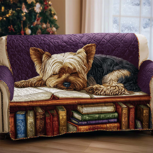 Yorkshire Terrier Napping Quilted Sofa Cover Funny Xmas Couch Furniture Lovely Dog Gifts Trendyhomewear - Pvr