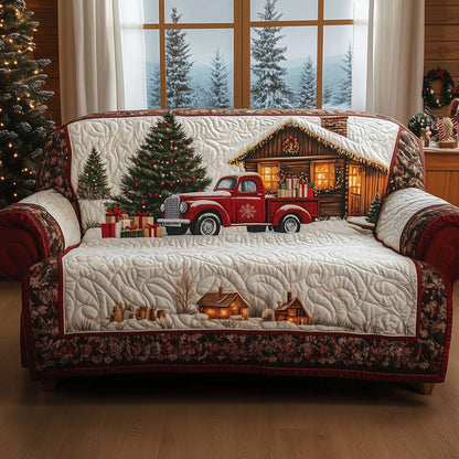 Snow Cabin Quilted Sofa Cover Holiday Couch Furniture Decor Cozy Gifts For Christmas Trendyhomewear - Pvr