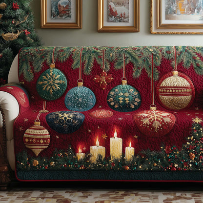 Christmas Ornament Quilted Sofa Cover Xmas Sofa Furniture Decor Ornament Gift Ideas Trendyhomewear - Pvr