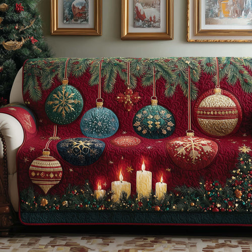 Christmas Ornament Quilted Sofa Cover Xmas Sofa Furniture Decor Ornament Gift Ideas Trendyhomewear - Pvr