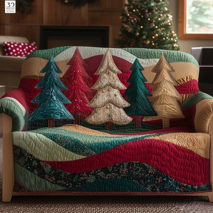 Festive Christmas Tree Quilted Sofa Cover Winter Couch Protector Pine Tree Related Gifts Trendyhomewear - Pvr