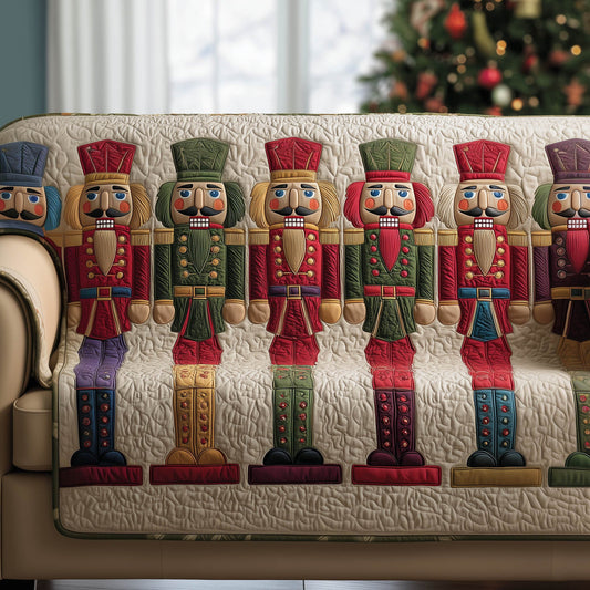 Nutcracker Grand Army Quilted Sofa Cover Festive Holiday Sofa Decor Xmas Nutcracker Gifts Trendyhomewear - Pvr