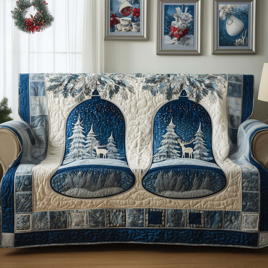 Bells Midnight Winter Quilted Sofa Cover Christmas Couch Protector Novelty Bell Gifts Trendyhomewear - Pvr