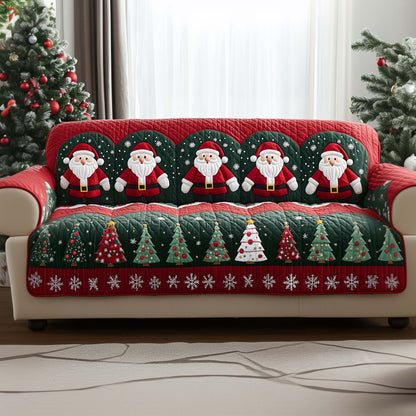 Santa Bliss Quilted Sofa Cover Cozy Christmas Holiday Sofa Protector Santa Decor Gifts Trendyhomewear - Pvr