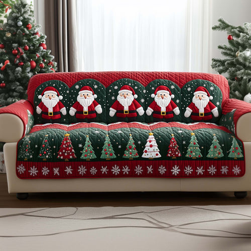 Santa Bliss Quilted Sofa Cover Cozy Christmas Holiday Sofa Protector Santa Decor Gifts Trendyhomewear - Pvr