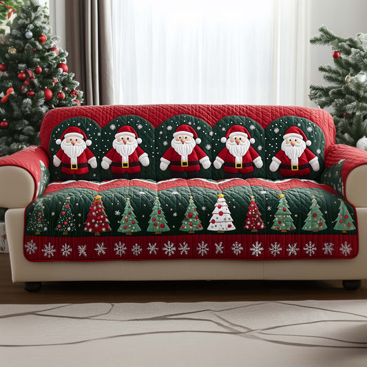 Santa Bliss Quilted Sofa Cover Cozy Christmas Holiday Sofa Protector Santa Decor Gifts Trendyhomewear - Pvr