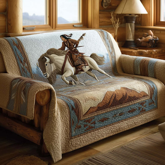 Native American Bison Quilted Sofa Cover Festive Sofa Decor Unusual Native American Gifts Trendyhomewear - Pvr