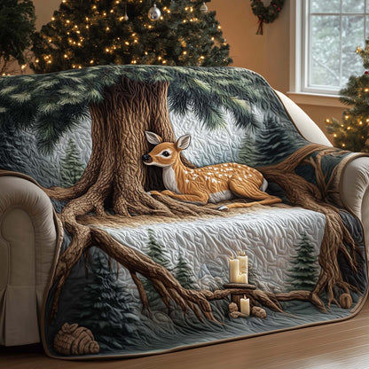 Deer's Place Quilted Sofa Cover Festive Xmas Sofa Furniture Deer Inspired Gifts For Mom Trendyhomewear - Pvr