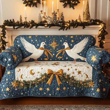 Dove Couple Starry Night Quilted Sofa Cover Holiday Couch Cushion Great Dove Inspired Gifts Trendyhomewear - Pvr