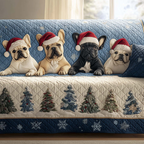 Frenchie Bulldog Quilted Sofa Cover Holiday Couch Cushion Awesome Bulldog Themed Gifts Trendyhomewear - Pvr