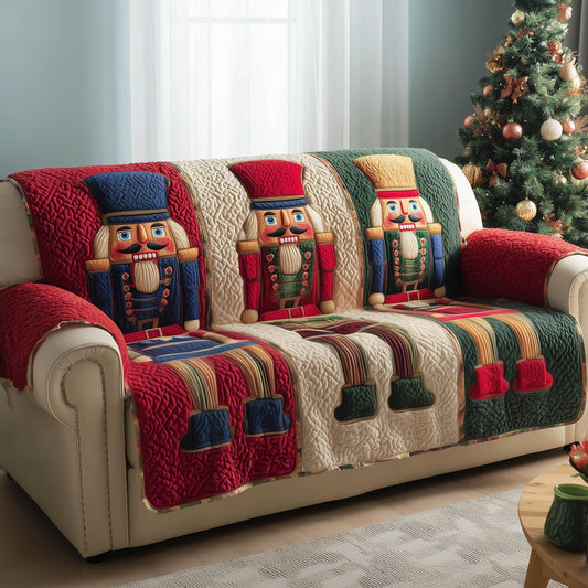 Nutcracker Cozy Guardsmen Quilted Sofa Cover Festive Xmas Couch Decor Nutcracker Gift Ideas Trendyhomewear - Pvr