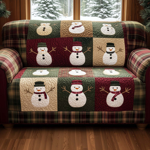 Snowman Rustic Cabin Quilted Sofa Cover Lovely Sofa Protector Xmas Gift Decor For Her Trendyhomewear - Pvr