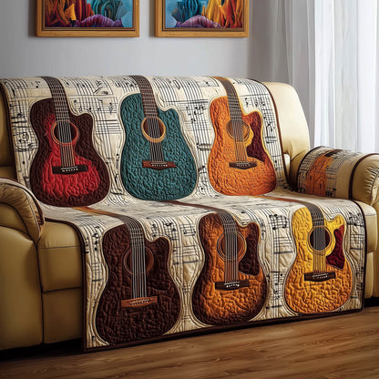 Acoustic Guitar Quilted Sofa Cover Christmas Holiday Sofa Pad Cozy Gifts For Guitar Artist Trendyhomewear - Pvr