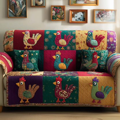 Rooster Bohemian-Style Quilted Sofa Cover Festive Sofa Protector Cozy Farmer Gifts Trendyhomewear - Pvr