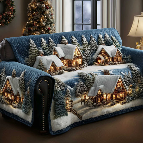 Townscape Frosted Quilted Sofa Cover Festive Sofa Furniture Snow Inspired Gifts For Xmas Trendyhomewear - Pvr