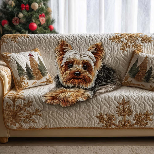 Yorkshire Terrier Quilted Sofa Cover Christmas Sofa Protector Yorkshire Terrier Owner Gifts Trendyhomewear - Pvr