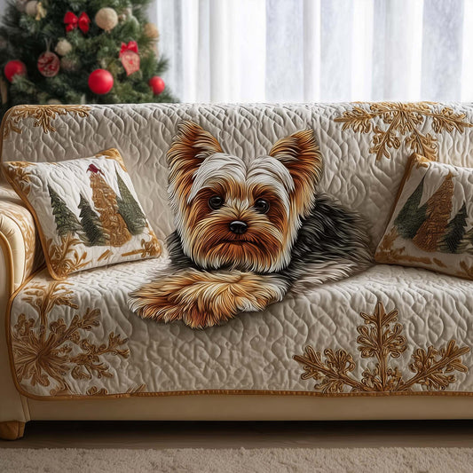 Yorkshire Terrier Quilted Sofa Cover Christmas Sofa Protector Yorkshire Terrier Owner Gifts Trendyhomewear - Pvr
