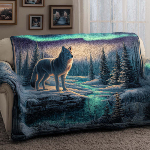 Wolf Soul Quilted Sofa Cover Cozy Christmas Sofa Protector Wolf Lover Presents Ideas Trendyhomewear - Pvr