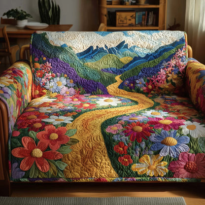 Flower Wonderful Valley Quilted Sofa Cover Holiday Sofa Cushion Flower Lover Decor Gifts Trendyhomewear - Pvr