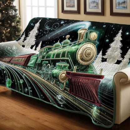 Train Magical Journey Quilted Sofa Cover Cozy Christmas Sofa Pad Cool Train Gifts Trendyhomewear - Pvr