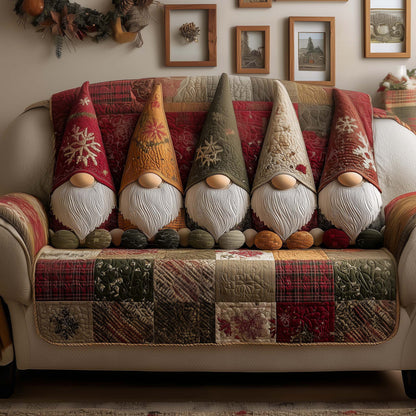 Gnome Beard Brigade Quilted Sofa Cover Festive Xmas Sofa Protector Gnome Related Gifts Trendyhomewear - Pvr
