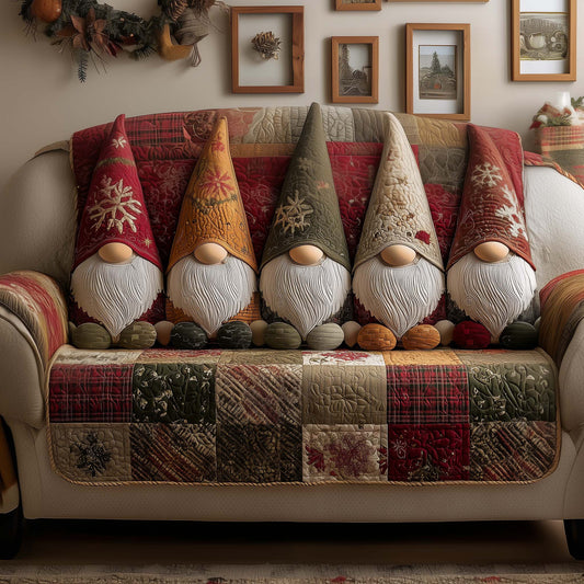 Gnome Beard Brigade Quilted Sofa Cover Festive Xmas Sofa Protector Gnome Related Gifts Trendyhomewear - Pvr
