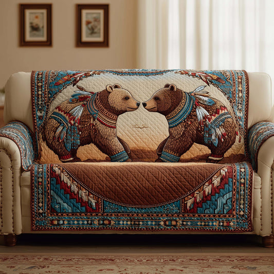 Bear Tribal Majesty Quilted Sofa Cover Xmas Couch Protector Cozy Decor Gifts For Beer Lovers Trendyhomewear - Pvr