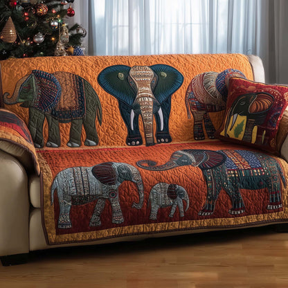Elephant Cozy Safari Quilted Sofa Cover Christmas Couch Protector Elephant Gift Items Trendyhomewear - Pvr