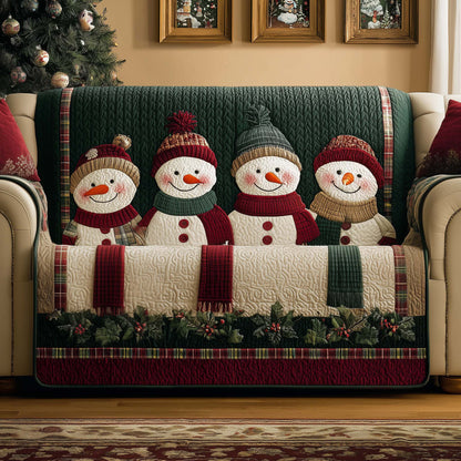Snowman Winter Welcome Quilted Sofa Cover Christmas Holiday Sofa Protector Snowman Gifts Trendyhomewear - Pvr