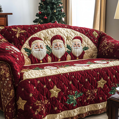 Santa Squad Quilted Sofa Cover Christmas Holiday Sofa Protector Decor Unique Santa Gifts Trendyhomewear - Pvr
