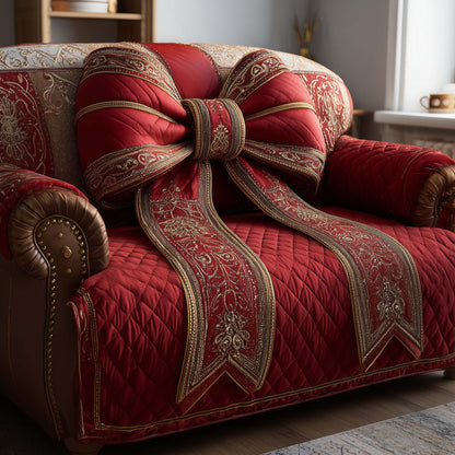 Christmas Bow Quilted Sofa Cover Luxury Sofa Wrapped Unique Bow Related Gifts For Her Trendyhomewear - Pvr