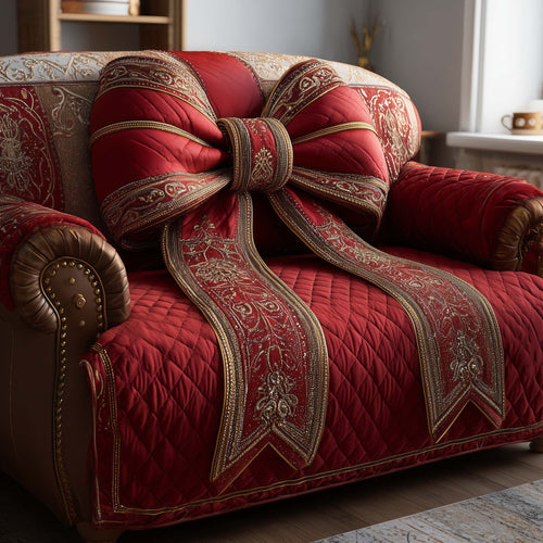 Christmas Bow Quilted Sofa Cover Luxury Sofa Wrapped Unique Bow Related Gifts For Her Trendyhomewear - Pvr