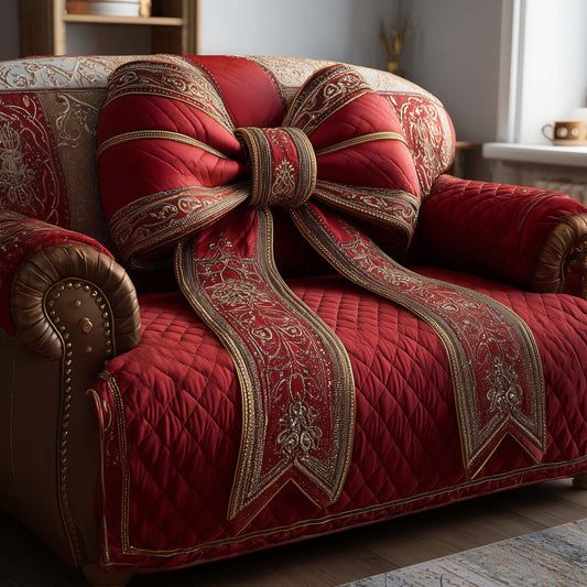 Christmas Bow Quilted Sofa Cover Luxury Sofa Wrapped Unique Bow Related Gifts For Her Trendyhomewear - Pvr
