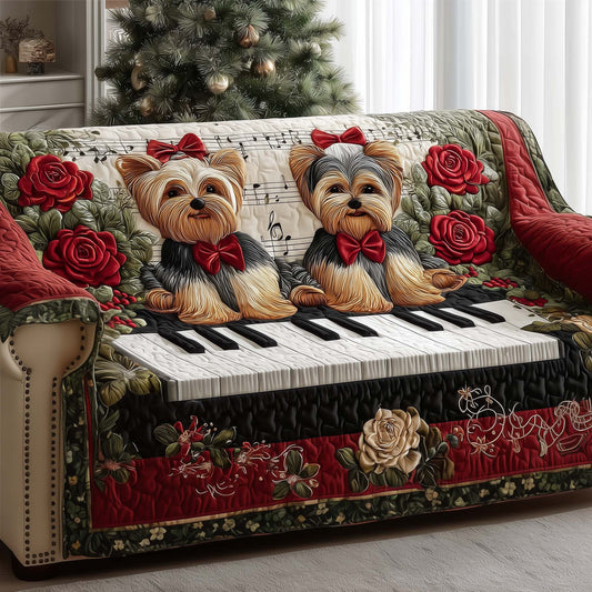 Yorkshire Terrier Song Quilted Sofa Cover Festive Couch Decor Unusual Yorkshire Gift Items Trendyhomewear - Pvr