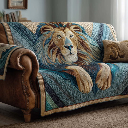 Lion King's Gaze Quilted Sofa Cover Festive Holiday Sofa Decor Top Gifts For Lion Lovers Trendyhomewear - Pvr