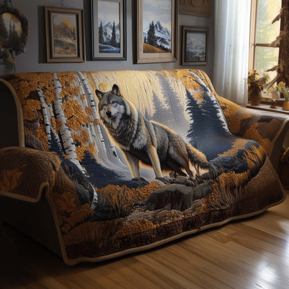 Wolf Spirit Of Forest Quilted Sofa Cover Christmas Couch Furniture Unusual Wolf Gift Ideas Trendyhomewear - Pvr