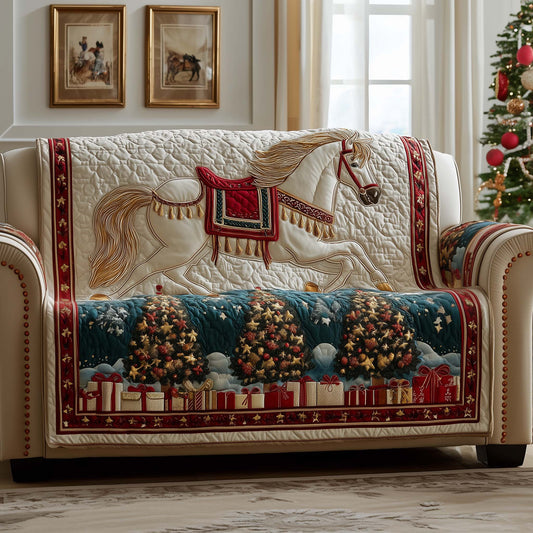 Horse Holiday Rocking Quilted Sofa Cover Festive Xmas Couch Furniture Horse Related Gifts Trendyhomewear - Pvr