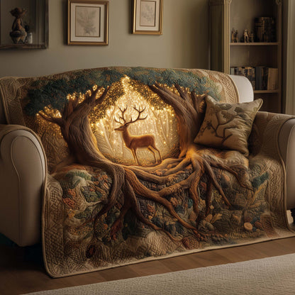 Deer Arboreal Serenity Quilted Sofa Cover Holiday Couch Cushion Great Deer Item Gifts Trendyhomewear - Pvr