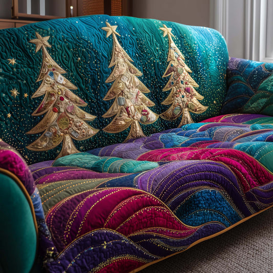 Jeweled Christmas Trees Quilted Sofa Cover Festive Xmas Sofa Pad Christmas Tree Item Gifts Trendyhomewear - Pvr