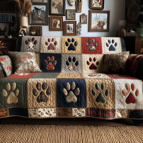 Dog Paws Quilted Sofa Cover Festive Xmas Couch Furniture Dog Paws Inspired Gift IDeas Trendyhomewear - Pvr