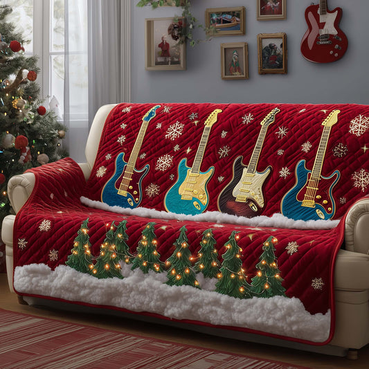 Guitar Six-String Symphony Quilted Sofa Cover Cozy Xmas Sofa Protector Guitar Lovers Gifts Trendyhomewear - Pvr