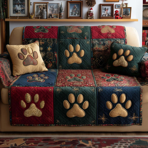 Dog Paws Quilted Sofa Cover Funny Couch Protector Dog Paw Inspired Gifts For Holiday Trendyhomewear - Pvr