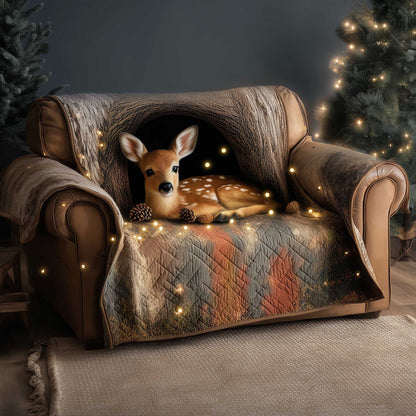Baby Deer Napping Quilted Sofa Cover Christmas Couch Furniture Top Deer Gifts For Her Trendyhomewear - Pvr