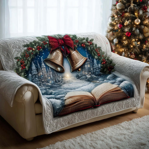 Winter Story Quilted Sofa Cover Christmas Couch Furniture Fairy Tale Story Gift Ideas Trendyhomewear - Pvr
