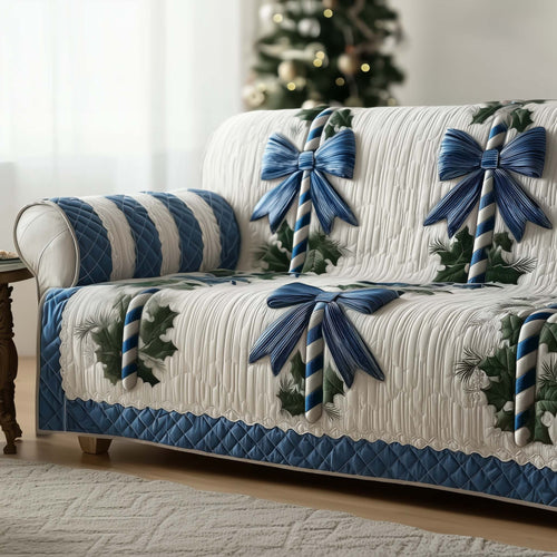 Candy Cane Christmas Quilted Sofa Cover Holiday Sofa Furniture Candy Novelty Gifts Trendyhomewear - Pvr