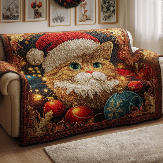 Ginger Cat Feline Elegance Quilted Sofa Cover Xmas Holiday Decor Awesome Cat Gifts Trendyhomewear - Pvr
